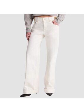 Madewell Benjamin Talley Smith Coolidge Low Rise Wide Leg Cuff White Jeans 26
